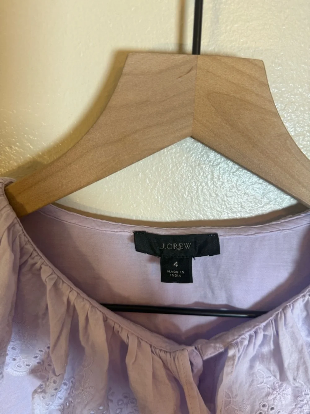 J. Crew Embroidered ruffle-collar top with‎ eyelet